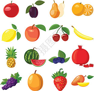 水果图标收藏柠檬卡通片浆果木瓜甜点西瓜橙子饮食食物图片