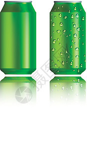 绿色铝罐 带滴子 现实风格图片