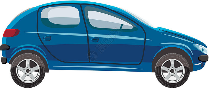 蓝色两厢车图标卡通风格图片