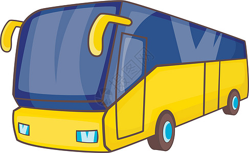 黄色旅游巴士图标卡通风格图片