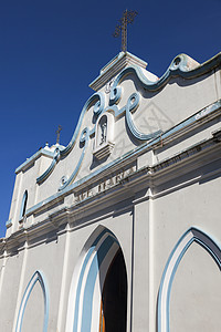 阿塔科教堂教会天际市中心地标城市蓝色建筑学天空殖民街道全景图片
