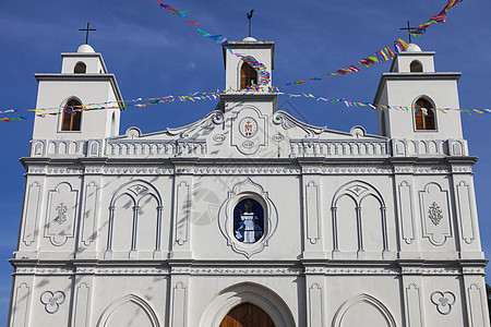 阿华查潘休普教会圣母修女会白色蓝色景观旅行市中心天际建筑学天空教会全景图片