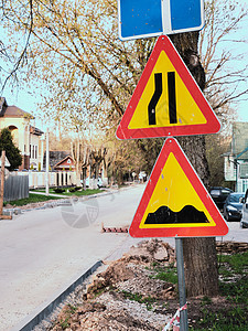 道路标志 道路工程 更换路面男人警报注意力挖掘路障交通街道橙子障碍控制图片