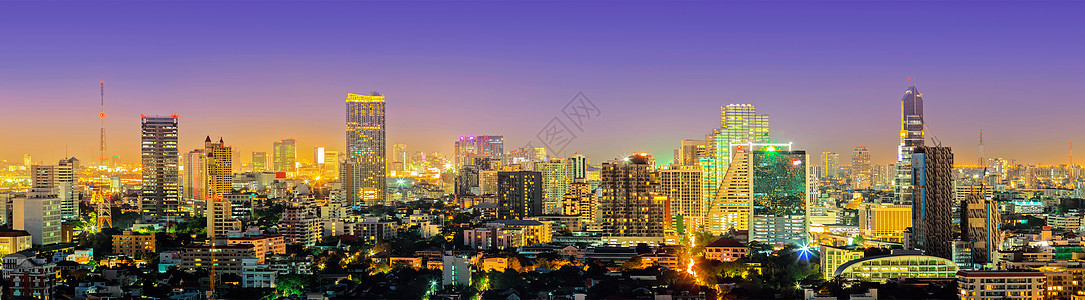 晚上在市区的曼谷市中心住宅摩天大楼风景首都景观商业办公室天际都市城市图片