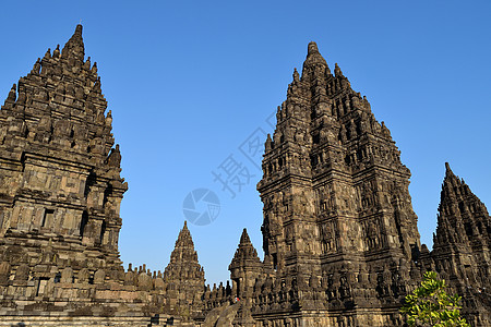 日落时 印度尼西亚爪哇岛普兰巴南寺庙历史上帝历史性旅行吸引力石头传统崇拜佛教徒旅游图片
