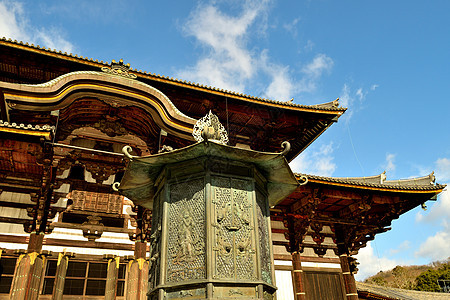 Todai Ji寺的外部观点木头寺庙游客吸引力宗教旅游世界公园观光大佛图片