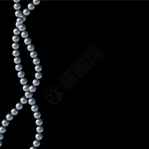 黑色背景上的现实珍珠串 它制作图案矢量酵素气泡粒子奢华墙纸珍珠插图白色作品项链图片