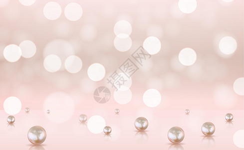 有光泽的抽象散景灯背景与逼真的珍珠 它制作图案矢量艺术宝石火花丝绸奢华海报玫瑰珠宝首饰插图图片