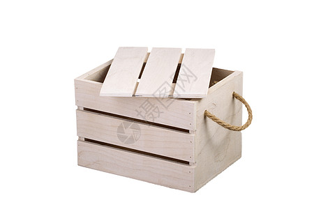 白色背景上盖有盖子的木箱出口运输钢笔绳索木材商品案件条纹古董胸部图片