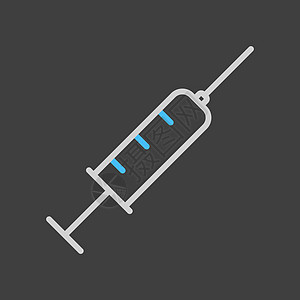 深色背景上的注射器矢量图标 医疗信号健康疫苗注射剂量治疗工具免疫药店插图药品背景图片