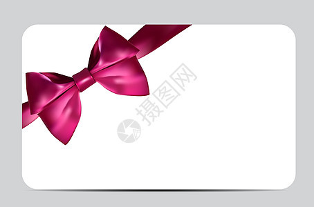 带有粉红弓和丝带的空白礼品卡模板 您的业务矢量说明商业折扣价格展示银行优惠券标签金融卡片证书图片