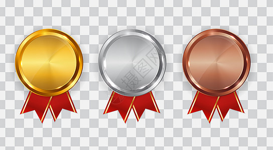 金银牌和铜牌 图标和第三名的徽章 它制作图案矢量金子荣誉金属冠军挑战勋章青铜竞赛桂冠游戏图片