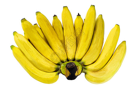 将白色背景上孤立的成熟黄香蕉梳合起来图片