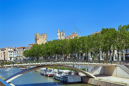 法国Narbonne 法国罗宾纳运河建筑学蓝色码头城市建筑景观旅游天空渠道旅行图片