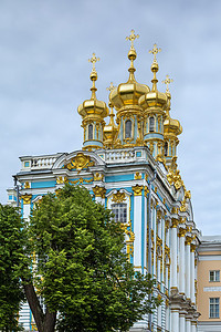 俄罗斯 萨尔斯科耶塞罗风格教会天空历史旅游旅行教堂金子宗教蓝色图片