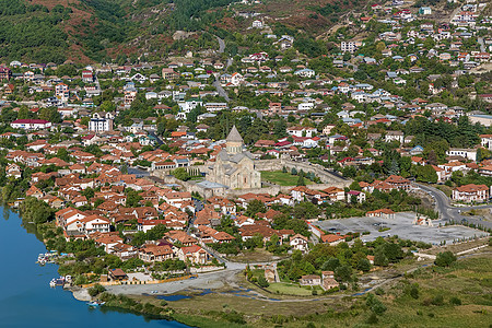 格鲁吉亚Mtskheta之景地标建筑学建筑旅游旅行遗产历史宗教城市天线图片