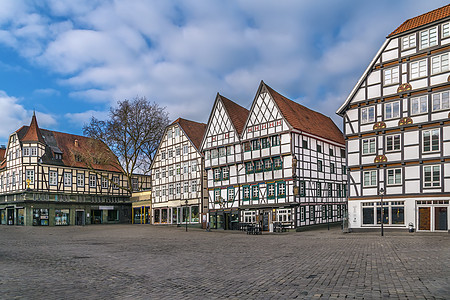德国苏斯特市市场广场历史房子历史性建筑结构框架城市地标旅游天空图片