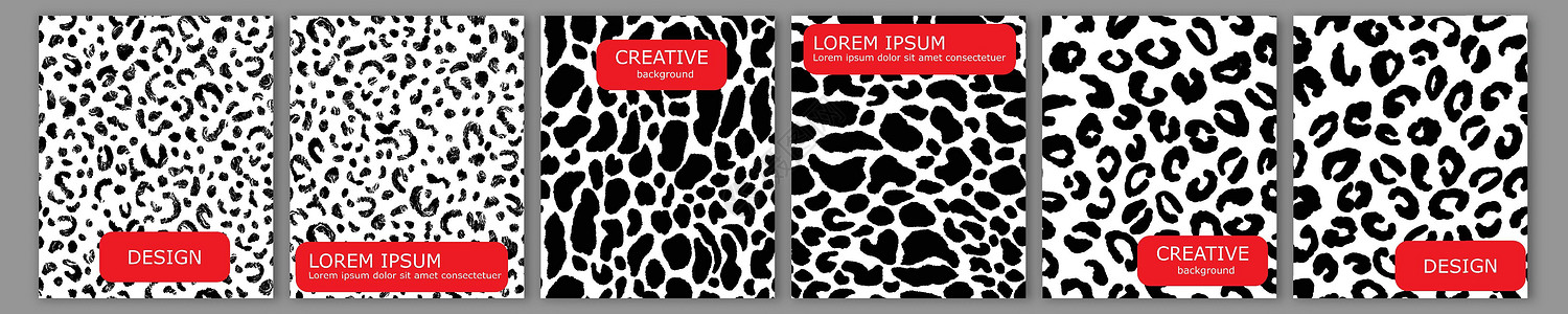 一组矢量封面笔记本设计 抽象时尚动物豹模板设计用于笔记本纸文案小册子书籍杂志  Prin 的规划师和日记封面海报身份几何学广告艺图片