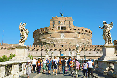 意大利罗马 — 2019年9月17日 参观圣安吉洛城堡的游客也被称为意大利罗马的哈德良陵墓 建于古罗马 现在是意大利著名的旅游景图片