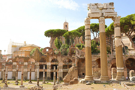 凯撒论坛和维纳斯 Genetrix 神庙在罗马 意大利 古色古香的罗马建筑学和地标雕像竞技场石头正方形遗产城市游客废墟参议院帝国图片