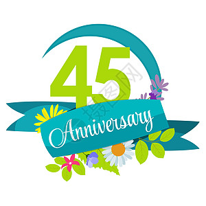 可爱的自然花卉模板 45 周年纪念标志矢量图案制作图片