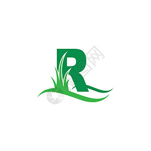 绿草图标标志设计 vecto 后面的字母 R生态天空数字公园插图坡度叶子植物字体环境图片