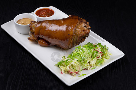 烤猪猪肉 Knuckle食物服务盘子美食饺子烹饪饮食关节餐厅小腿图片