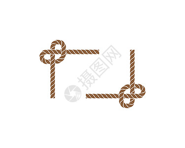 环形边框爱心粒子绳索边框矢量图设计环形正方形水手卡片刷子棕褐色细绳打印编织装饰品插画