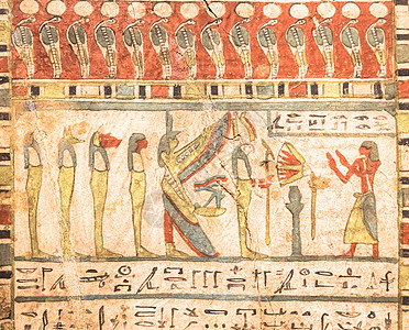 埃及考古学 古代象血清 公元前580年 伊西斯和荷鲁斯的四个儿子艺术历史旅行法老沙漠雕刻遗产宗教岩石文字图片