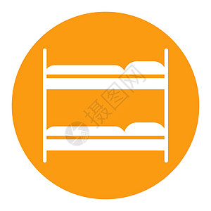 双层床平面矢量隔离符号白色字形 ico图片