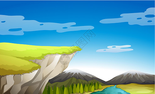自然观蓝色天空丘陵端点场景编队风景资源悬崖绘画图片