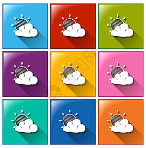 天气预报图标蓝色紫色正方形阳光艺术品界面用户边缘晴天艺术图片