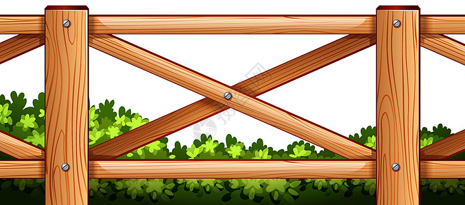 木栅栏设计与植物在 bac图片