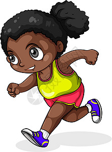 儿童短裤素材一个黑人女孩奔跑设计图片