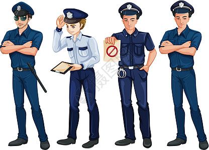 四个警察扣留力量检测巡逻员长官反恐调查男人成年人监视图片