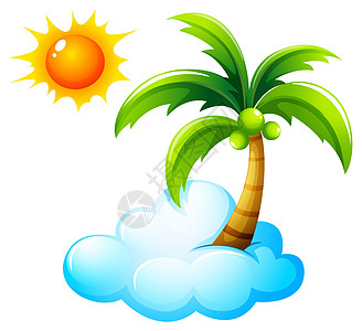 阳光明媚的海滩棕榈水果蓝色活动射线太阳太阳光线椰子天气气候图片