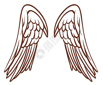 天使之翼的简单素描羽毛光环翅膀绘画草图前翅天堂后翅飞行白色图片