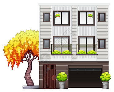 一个现代的房子天线车库砖块草图建筑师居民绘画窗户庇护所建筑学图片
