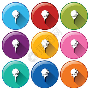 高尔夫图标按钮剪贴紫色卡通片别针绘画绿色圆圈白色团体图片