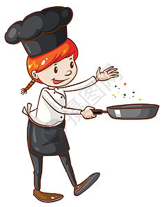 车的简单素描绘画厨房菜单食物厨师导演餐饮厨师长女性女孩背景图片