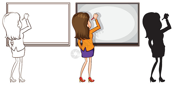 老师教师绘画框架职业家教学校女性木板写作阴影白色图片