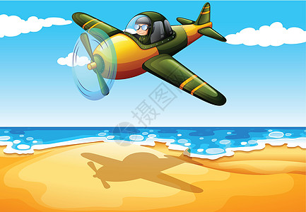 一架飞机在海滩海岸线波长活力潮汐粒子压缩机喷射发动机土壤涡轮图片