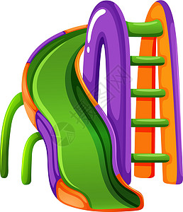 标准杆上的彩色幻灯片倾斜紫色橙子脚步白色公园薰衣草戏剧梯子绿色图片