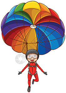 一个带降落伞的女孩的简单素描背景图片