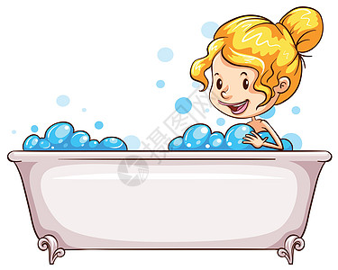 洗手间洗脸浴缸女性泡沫气泡卡通片卫生活动打扫绘画图片