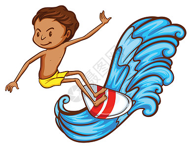 享受水上运动的男孩木板素描艺术运动员绅士男生冲浪波长波浪男性图片