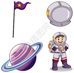 宇航员行星横幅和头盔图片