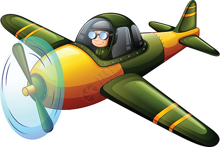一个绿色复古计划喷气螺旋桨涡轮绘画男性飞机压缩机喷射男生飞行图片