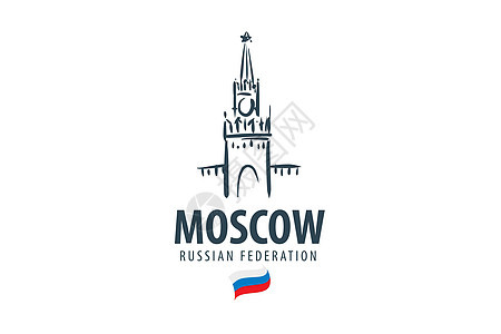 白色背景上手工绘制的矢量俄罗斯符号艺术正方形大教堂标识国家标签旗帜建筑建筑学地标图片