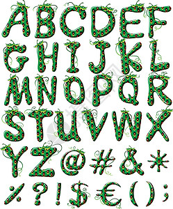 绿色科罗拉多字母表中的大写字母大号意义植物元音孩子们绘画糖果样式树叶字体图片